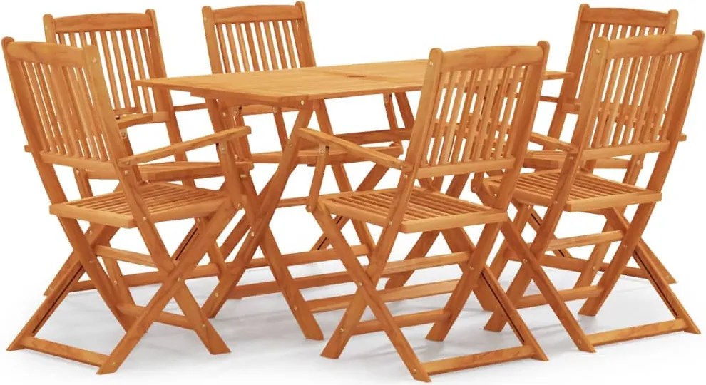 vidaXL 7 pcs conj. jantar exterior dobrável madeira eucalipto maciça