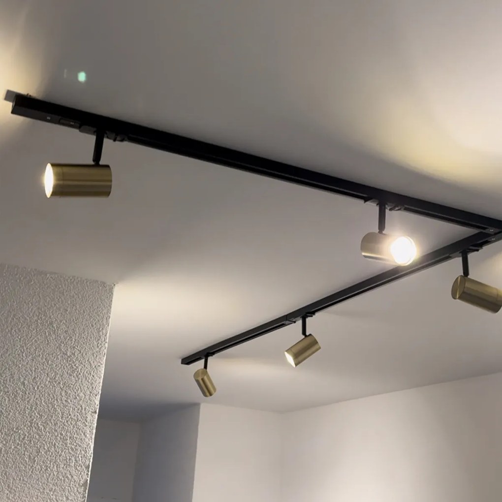 Sistema de iluminação de trilho moderno com 5 focos dourados 1-Fase - Iconic Jeana