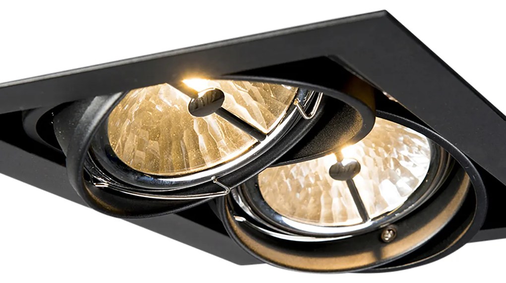 Conjunto de 12 focos embutidos pretos AR111 reguláveis 2 luzes - Oneon Design,Moderno
