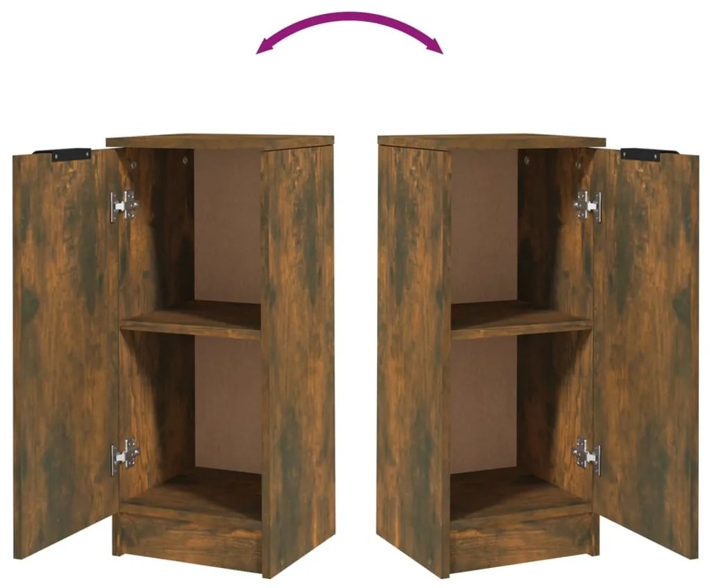 Aparadores 2 pcs 30x30x70 cm madeira processada carvalho fumado