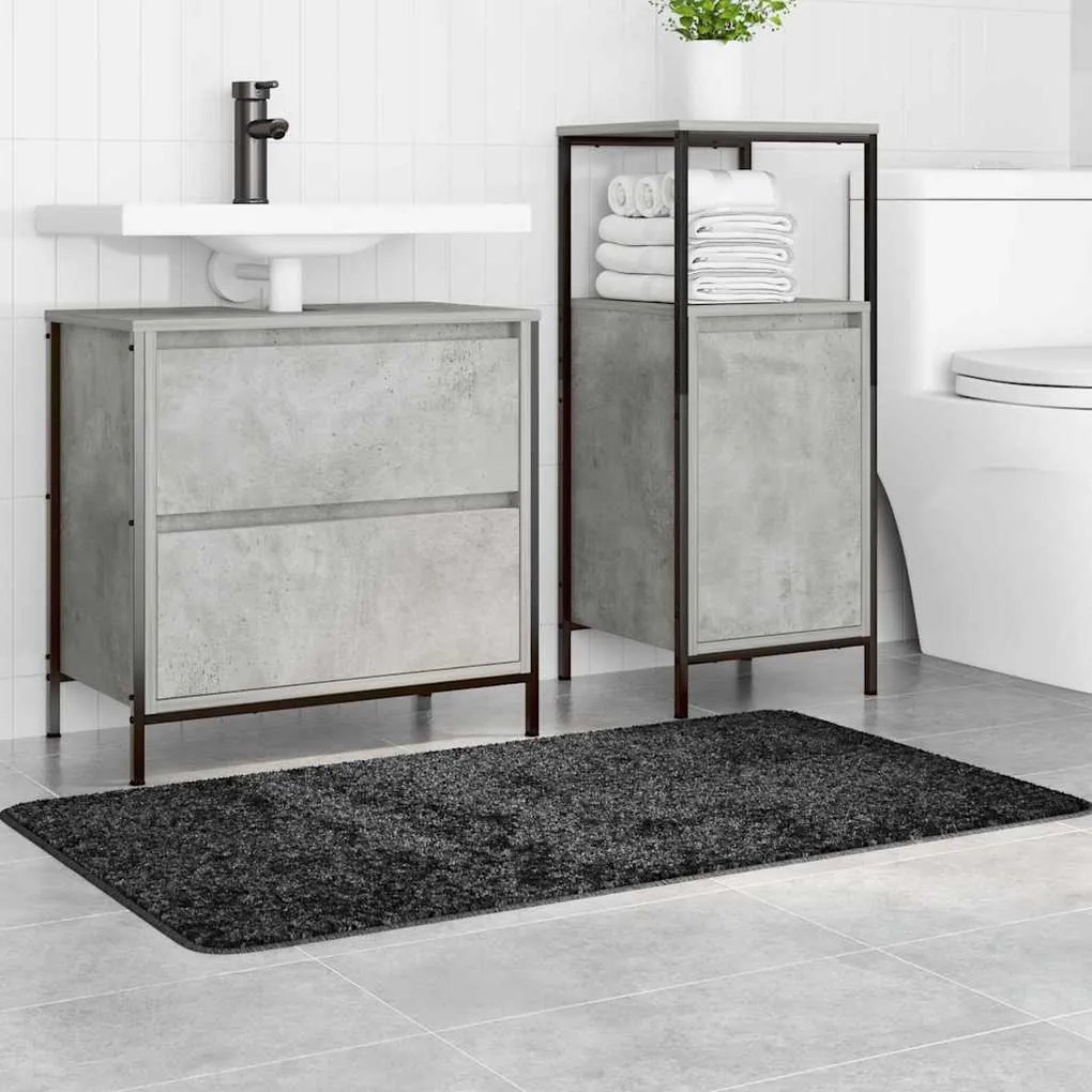 Tapete de Banho Retangular Cinza Escuro 70x120 cm Polipropileno Antide