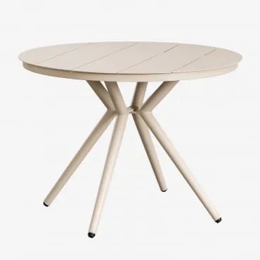 Round Garden Table In Aluminum Valerie Ø100 Cm & Tapioca Bege - Sklum