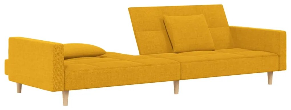 Sofá-cama 2 lugares com duas almofadas tecido amarelo