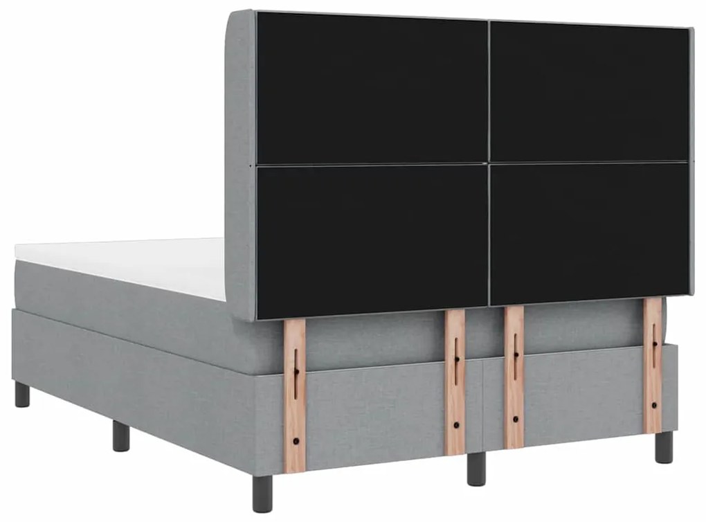 Cama Box com Colchão Cinza Claro 140x200 cm em Tecido.