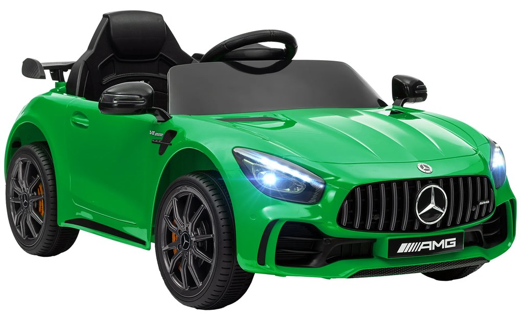 AIYAPLAY Carro Elétrico Criança Mercedes-Benz AMG GTR 12V com Luzes, Buzina e Música 108x67x46 cm Verde | Aosom Portugal