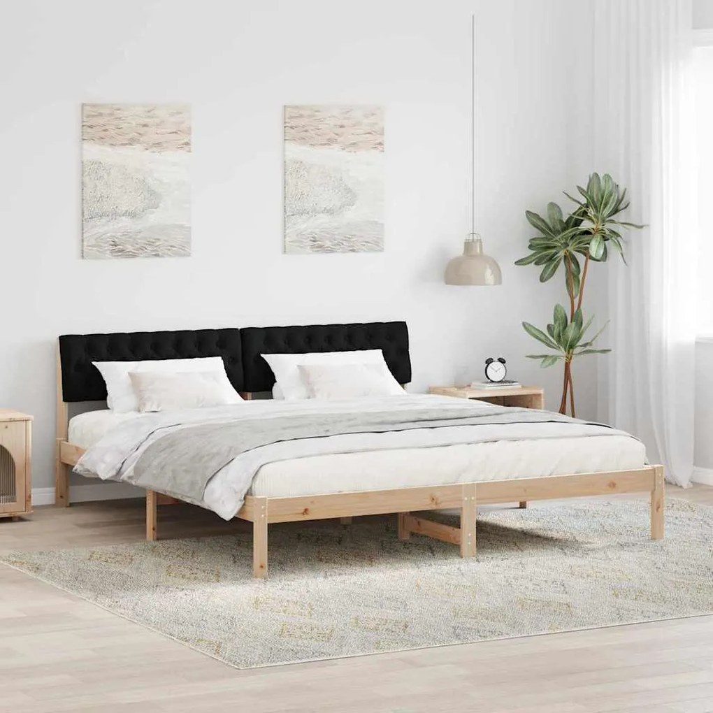 vidaXL Estrutura da cama com cabeceira Castanho e preto 180 x 200 cm