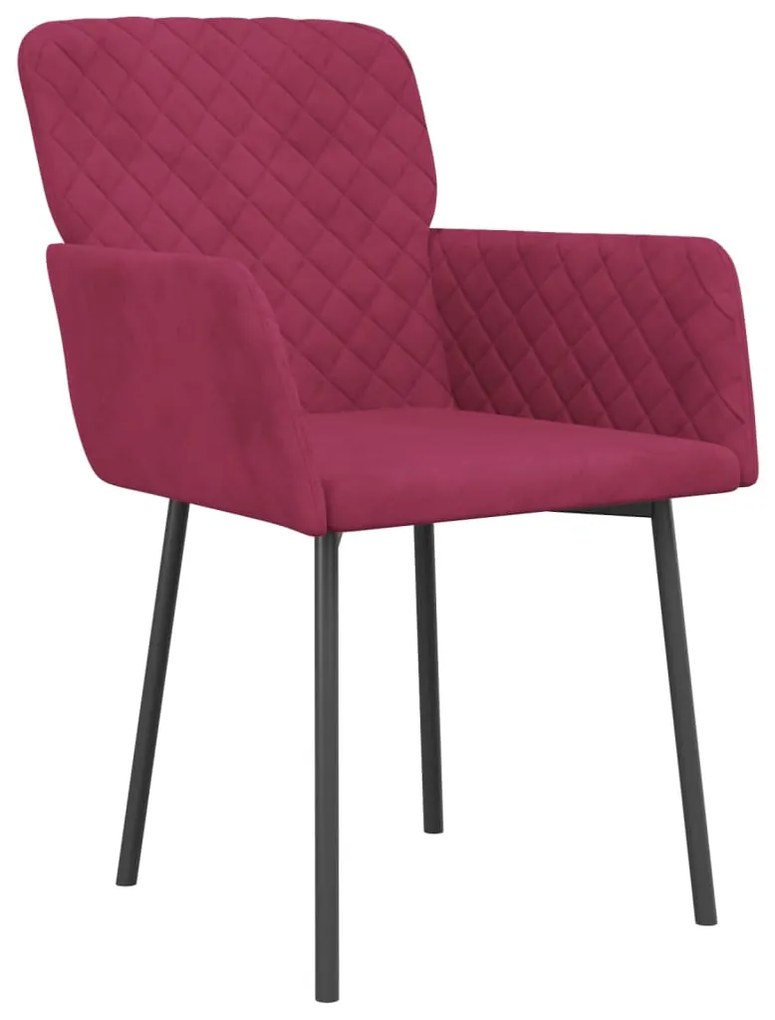 Cadeiras de jantar 2 pcs veludo vermelho tinto