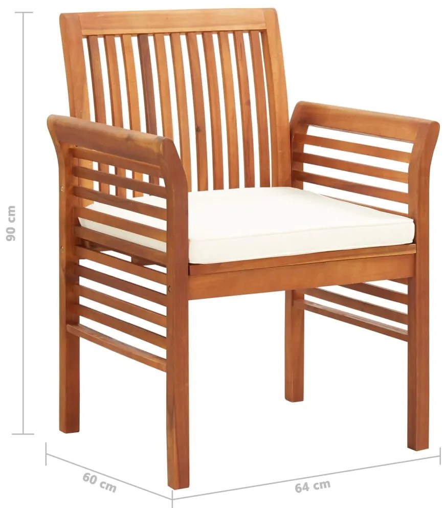 7 pcs conjunto de jantar exterior c/ almofadões acácia maciça