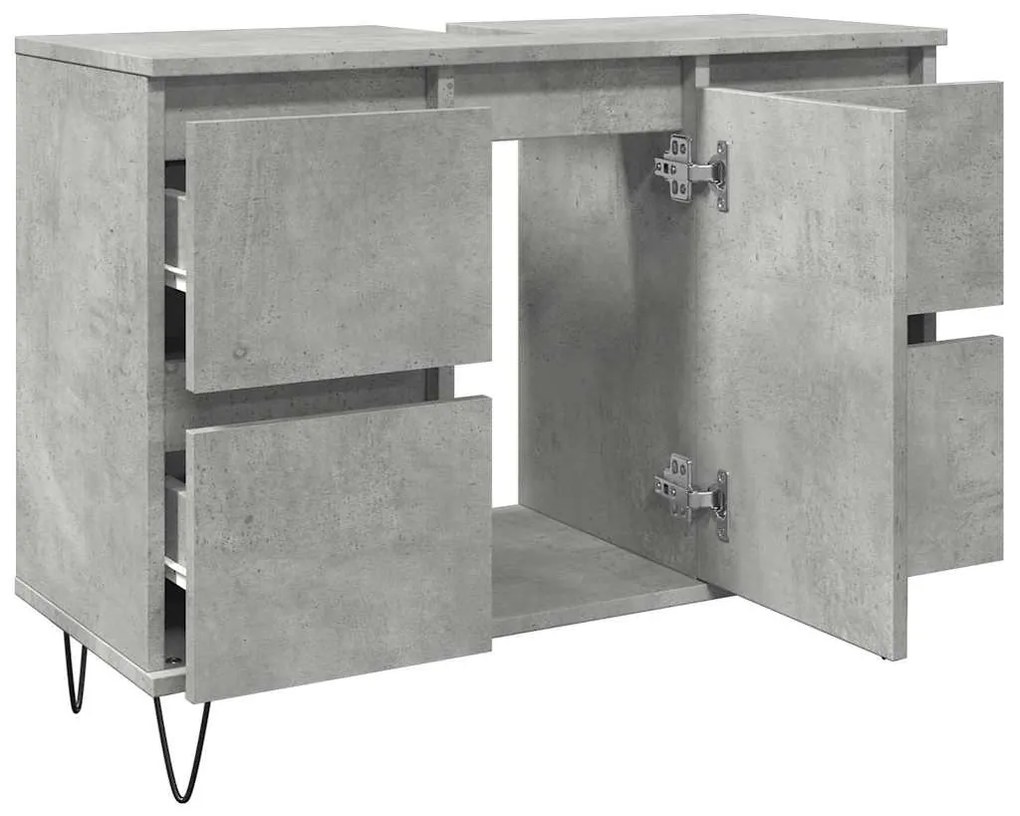 Móvel casa de banho 80x33x60 cm derivados madeira cinza cimento