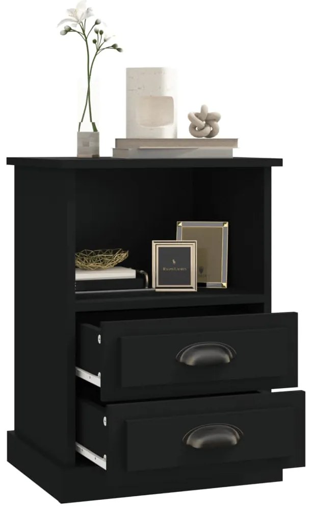 Mesas de cabeceira 2 pcs 43x36x60 cm preto