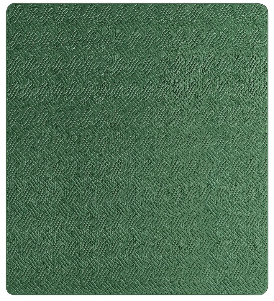 Colcha com relevo e duas almofadas verdes 160 x 220 cm BABAK Beliani