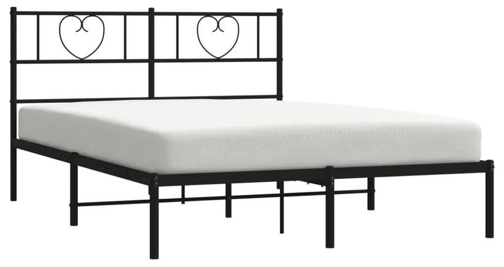 Estrutura de cama em metal com cabeceira 150x200 cm preto