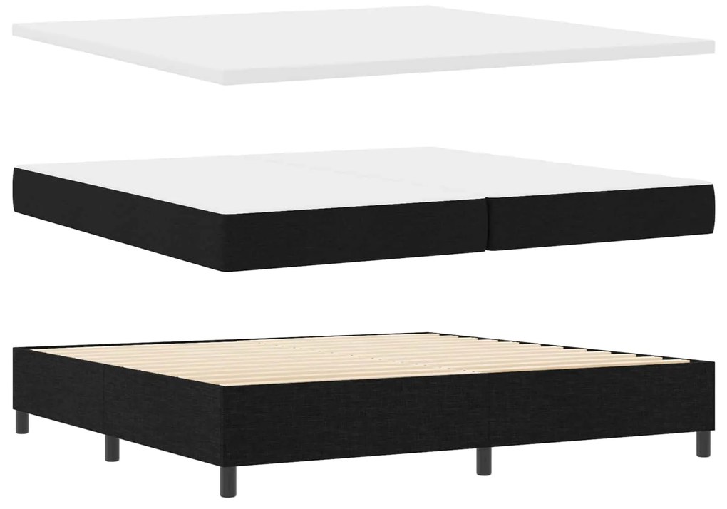 vidaXL Cama Box com colchão com led Preto 200 x 200 cm tecido