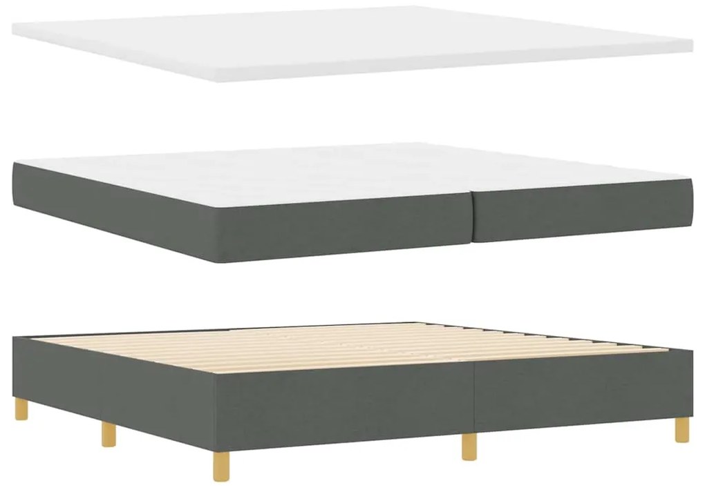 Cama Box Spring com Colchão Cinza Escuro 200x200 cm Tecido