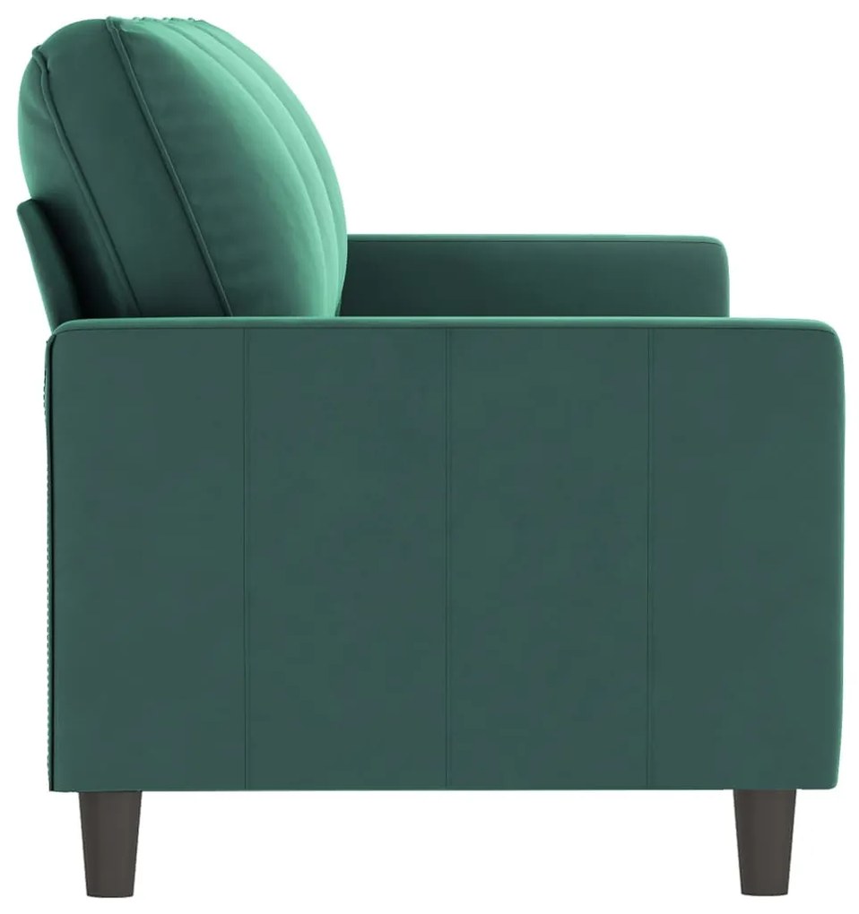 Sofá de 3 lugares 180 cm veludo verde-escuro