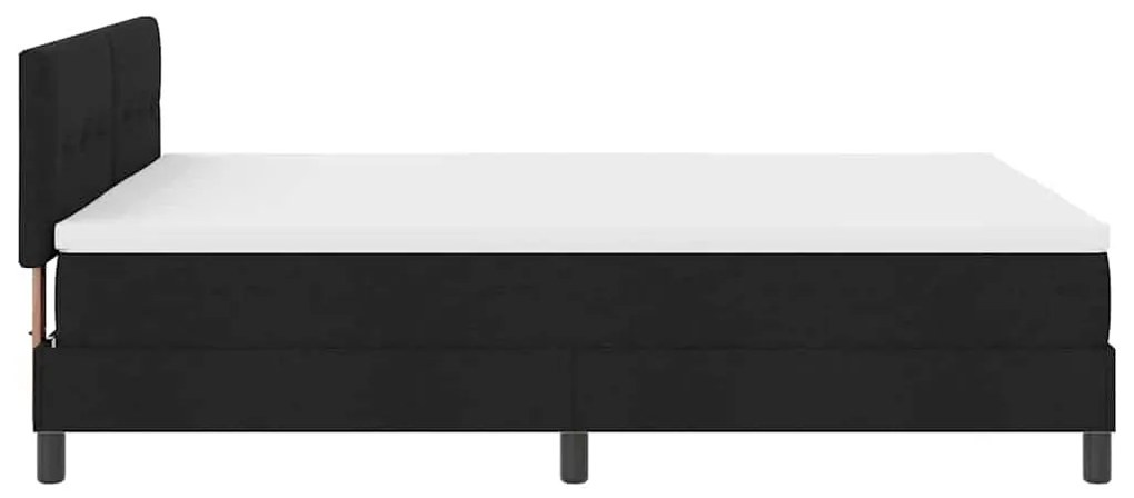Cama Box Spring com Colchão &amp; LED Preto 140x200 cm Tecido