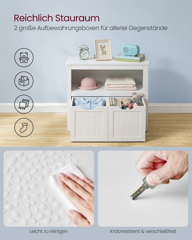 Estante infantil 29,7 x 72,2 x 60 cm com rodas para uma arrumação organizada dos brinquedos, em branco