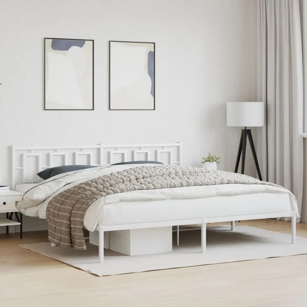 Estrutura de cama com cabeceira 200x200 cm metal branco