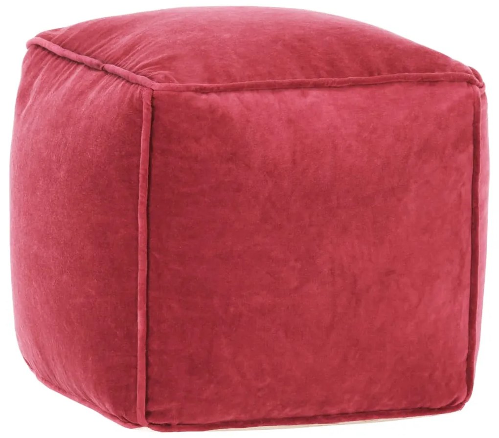 284031 vidaXL Pufe em veludo de algodão 40x40x40 cm vermelho