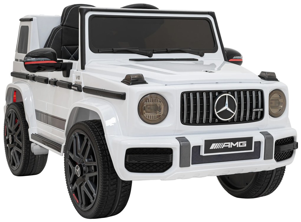 Carro elétrico para Crianças 12V Mercedes G63 Rodas de EVA, Assento de couro Branco