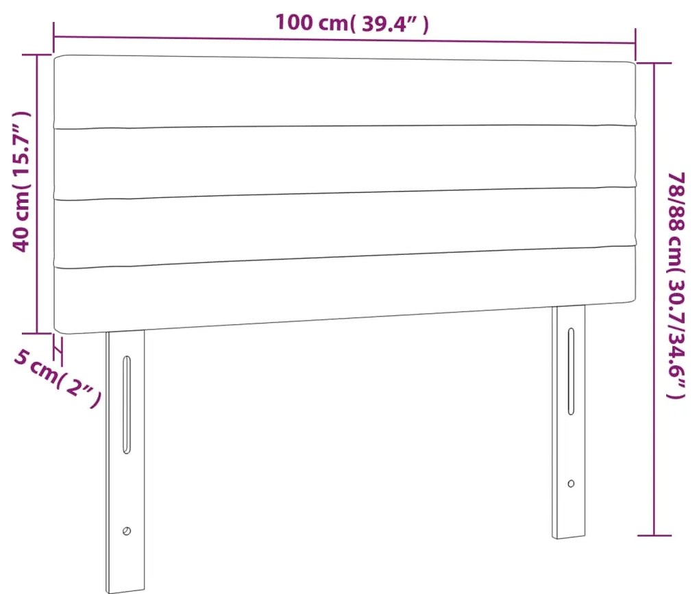 Cabeceira de cama c/ luzes LED tecido 100x5x78/88 cm castanho