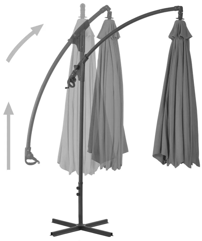 Guarda-sol cantilever com poste de aço 250x250 cm antracite