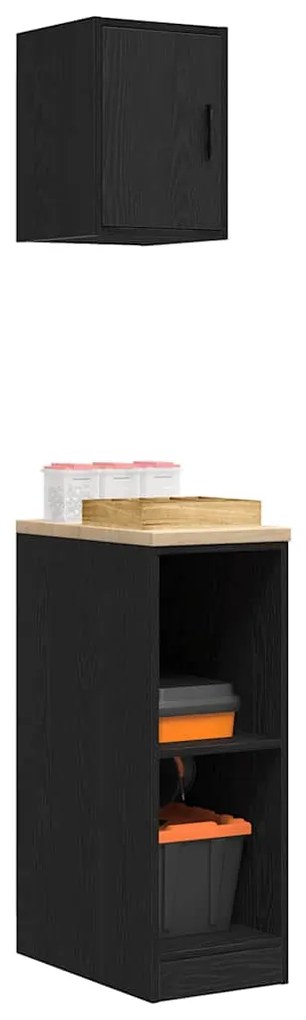 Armários de garagem 2 pcs derivados de madeira preto