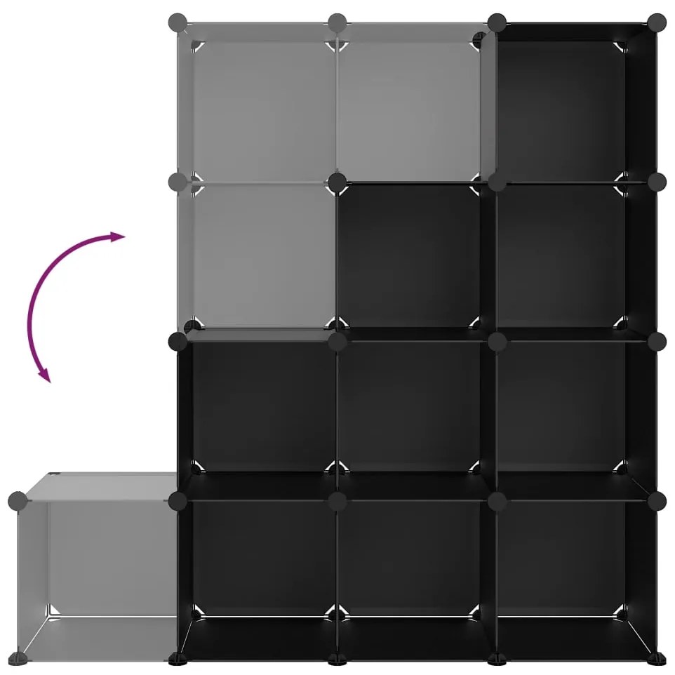 Organizador de arrumação com 12 cubos PP preto