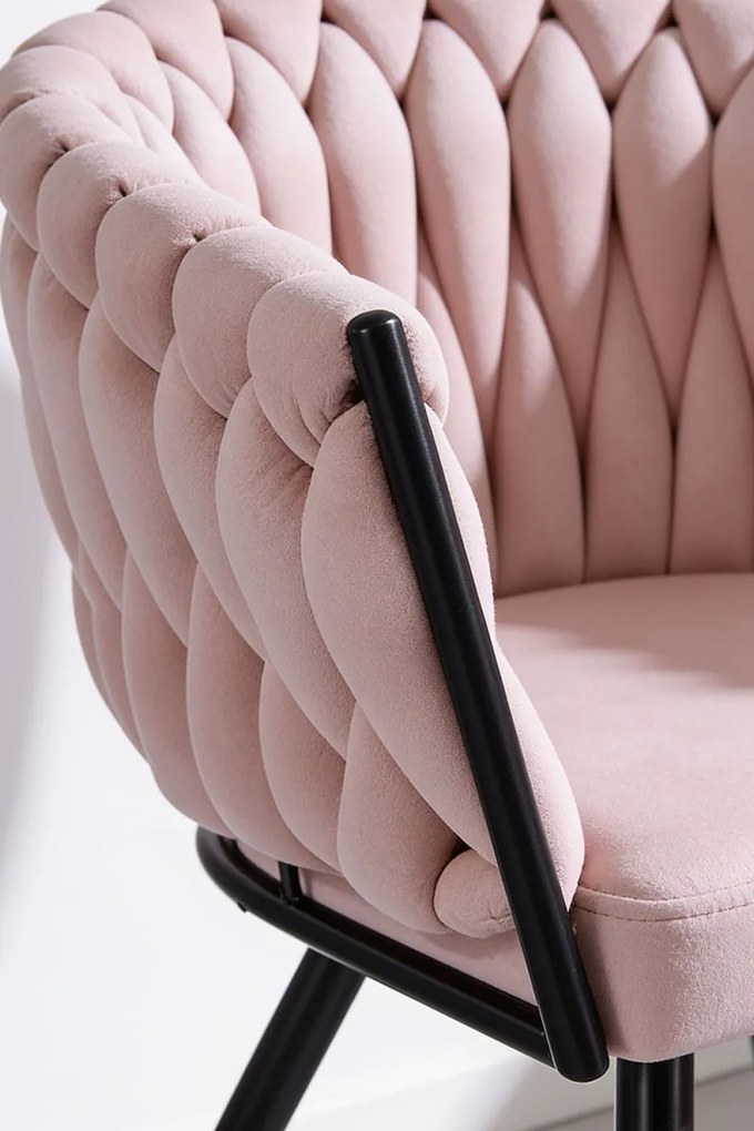 Cadeira Widny Black Veludo - Rosa
