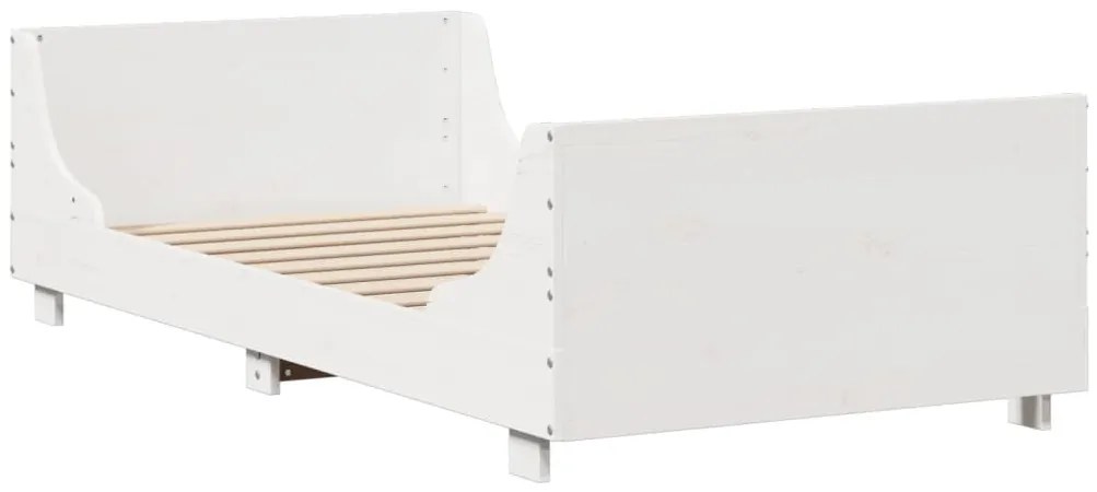 Cama com estante sem colchão 90x200 cm madeira maciça branco