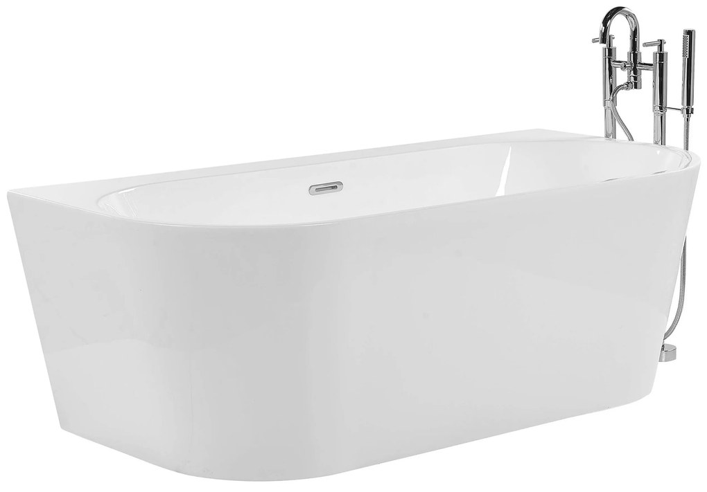 Banheira para parede em acrílico branco 170 x 80 cm HARVEY Beliani