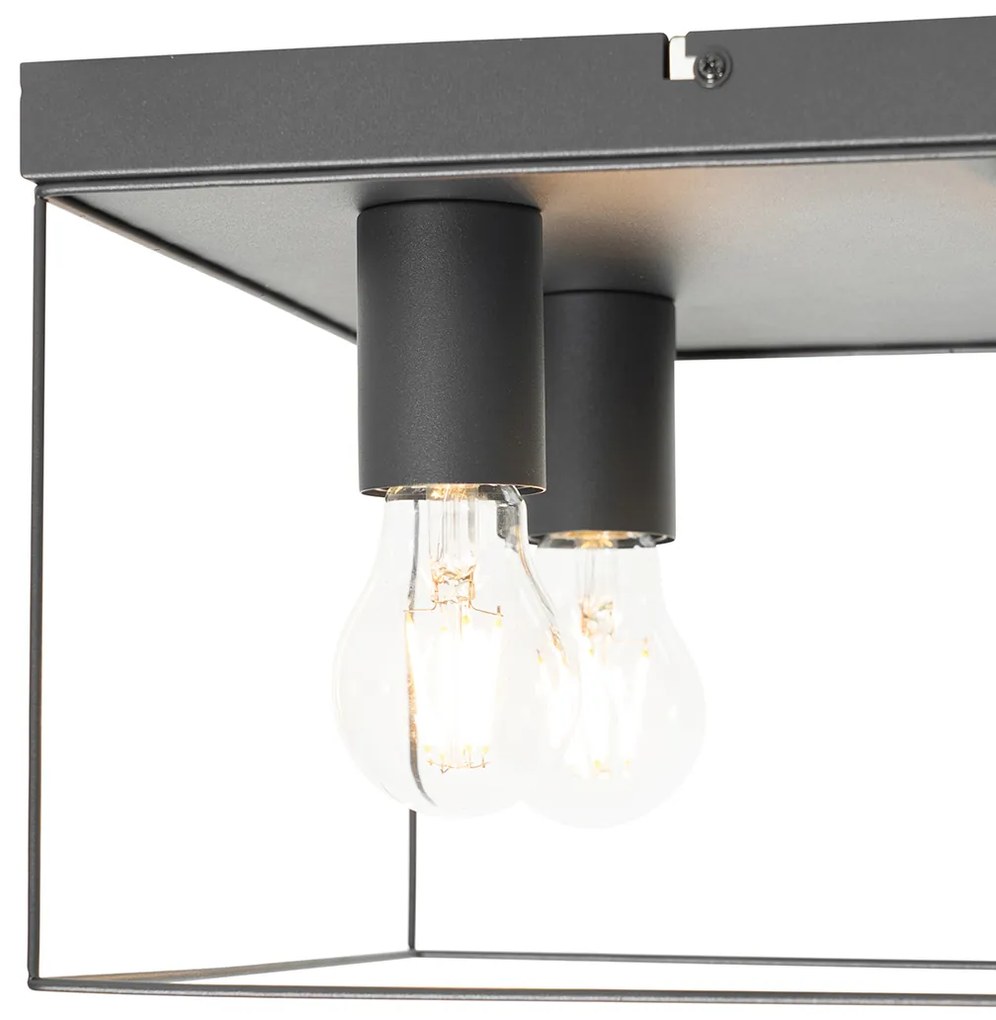 Candeeiro de teto minimalista preto quadrado de 4 luzes - Kodi Moderno