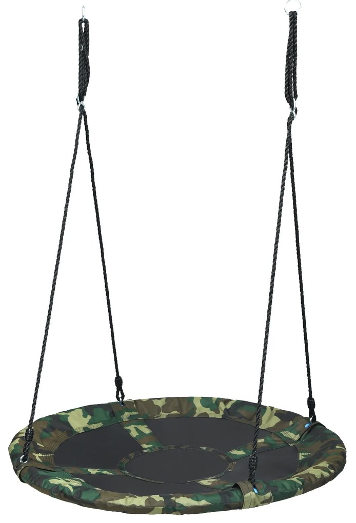 Baloiço Infantil ajustável em altura 100-160 cm com Cordas Multilayer Ideal para Parque Infantil de Jardim de Árvores Verde Camuflado