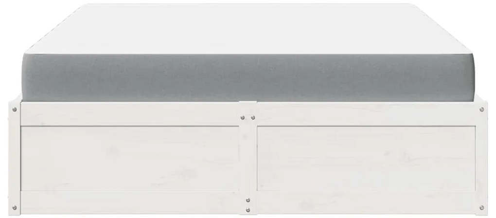 Cama com colchão 160x200 cm madeira de pinho maciça branco