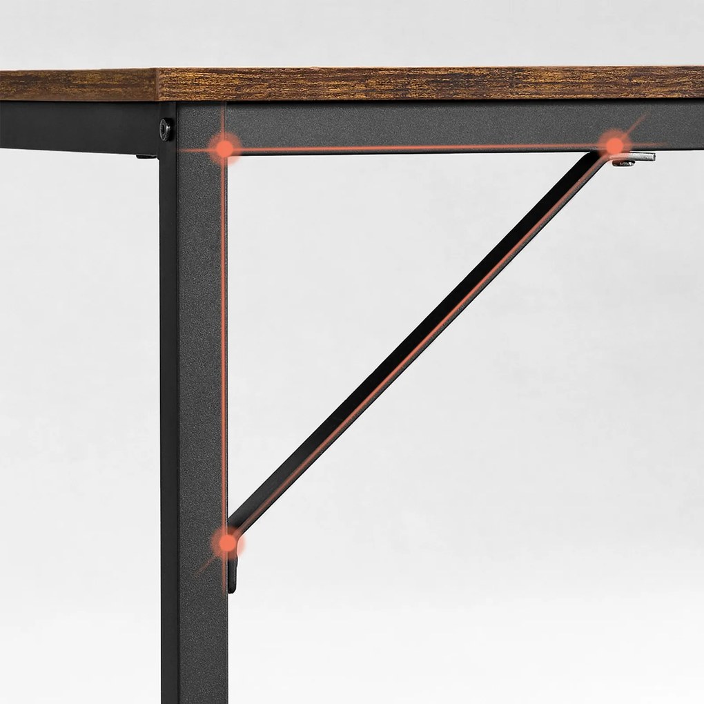 Mesa para computador com estrutura em aço 120 x 60 x 75 cm Castanho vintage + preto