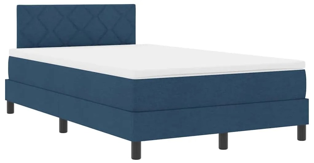 Cama Box Spring com Colchão &amp; Luz LED Azul 120x200 cm Tecido