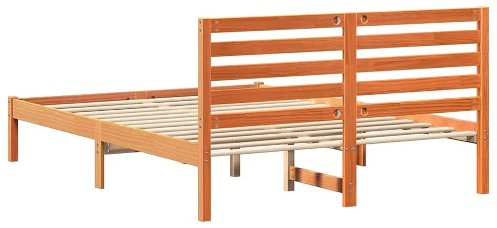 Estrutura da Cama com cabeceira Castanho-mel 140 x 190 cm