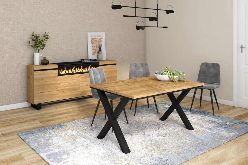 Mesa de sala de jantar | 6 pessoas | 140 | Robusto e estável graças à sua estrutura e pernas sólidas | Ideal para reuniões familiares | Oak | Estilo i