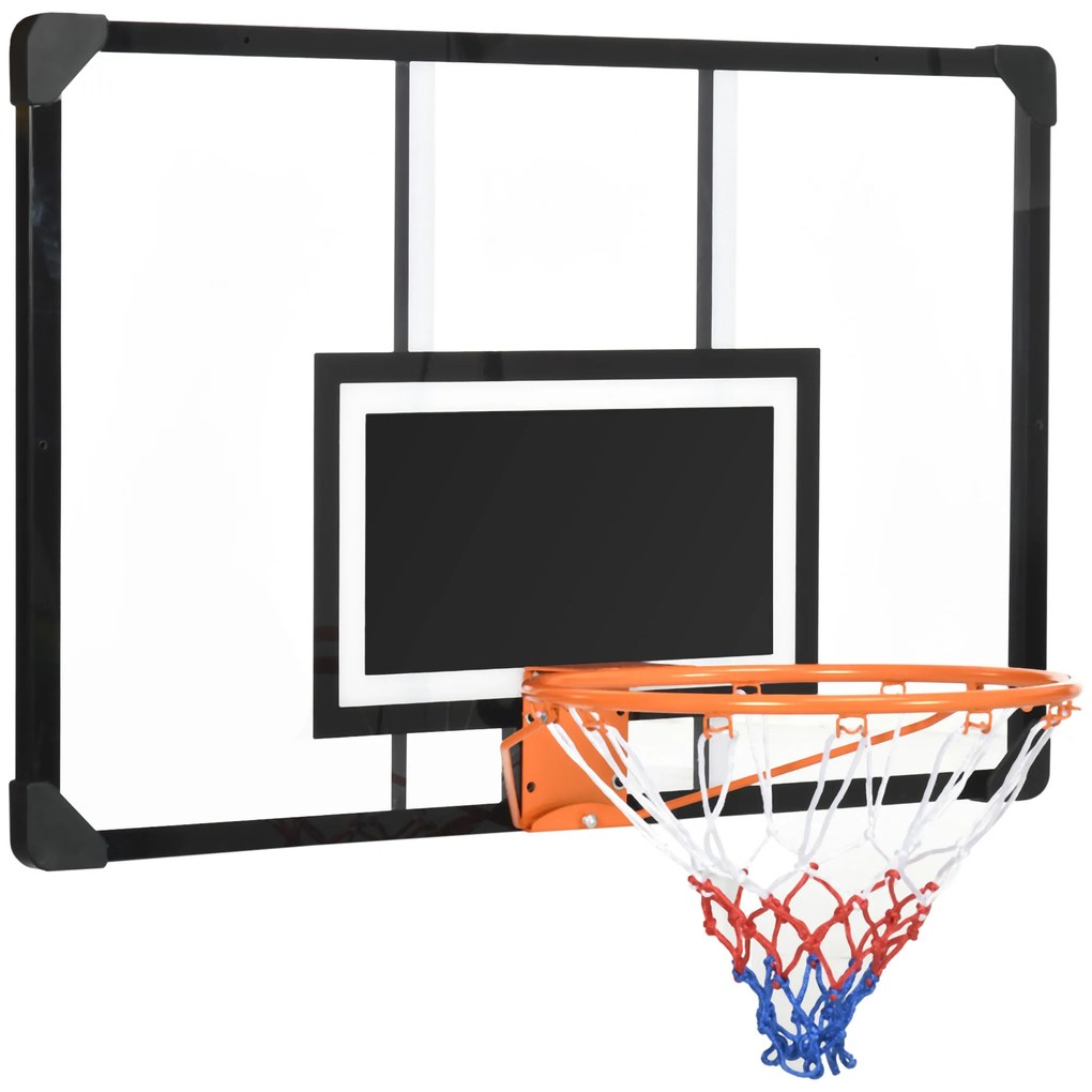 SPORTNOW Tabela Basquetebol Parede Aço Interior Exterior Quadro Estrutura Preto 113x61x73 cm | Aosom Portugal