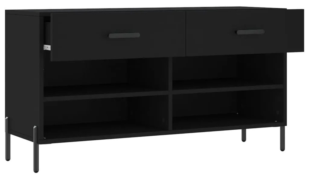 Banco Sapateira Dália com 2 Gavetas - Preto - Design Moderno