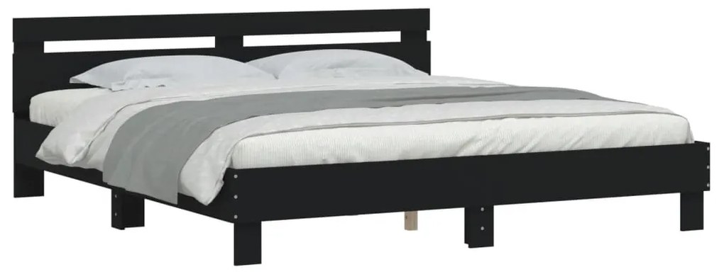 Estrutura cama c/ cabeceira 160x200 cm derivados madeira preto