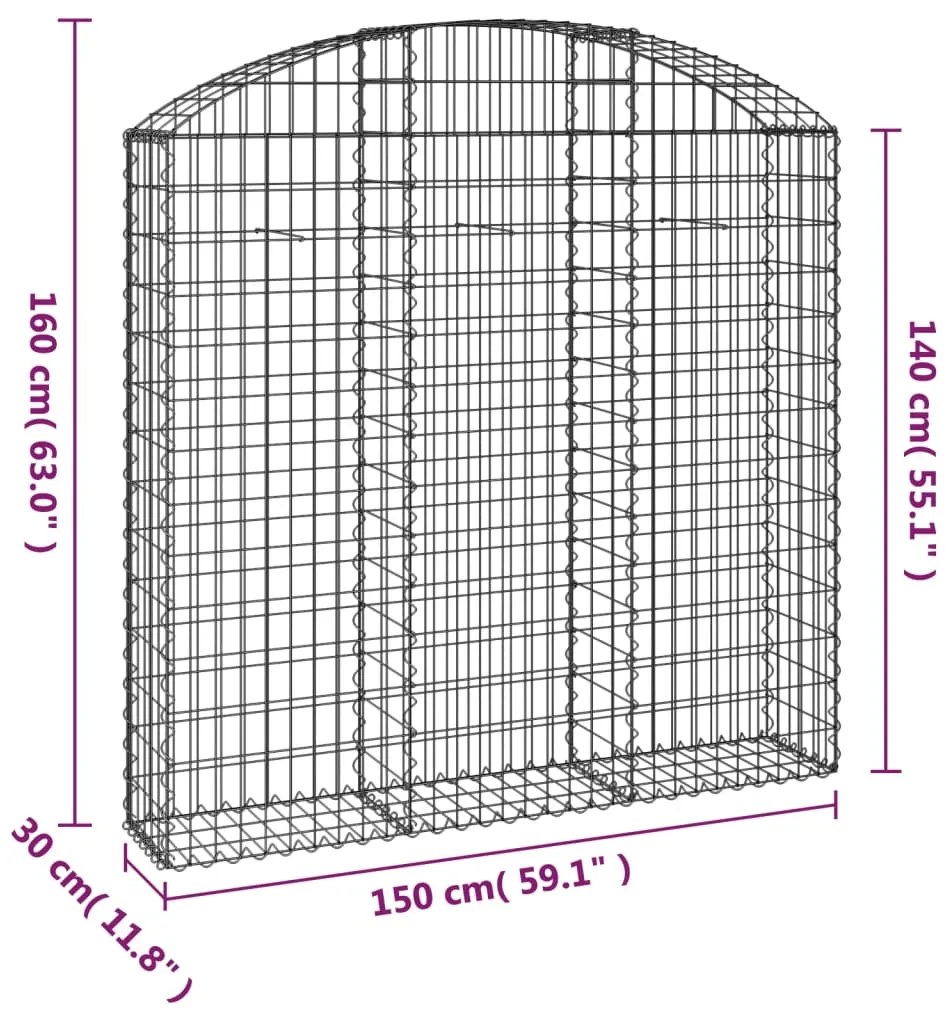 Cesto gabião arqueado 150x30x140/160 cm ferro galvanizado