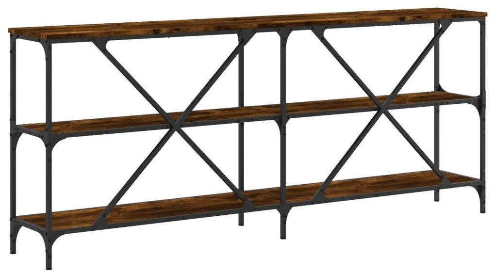 Mesa consola 180x30x75 cm deriv. madeira/ferro carvalho fumado