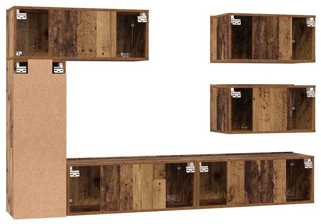 Conjunto de móvel de TV 6 pcs Madeira antiga 30.5 x 30 x 90 cm