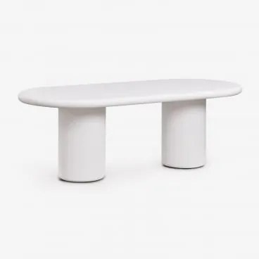 Mesa De Jantar Oval 220x100 Cm Em Cimento Namara Branco - Sklum