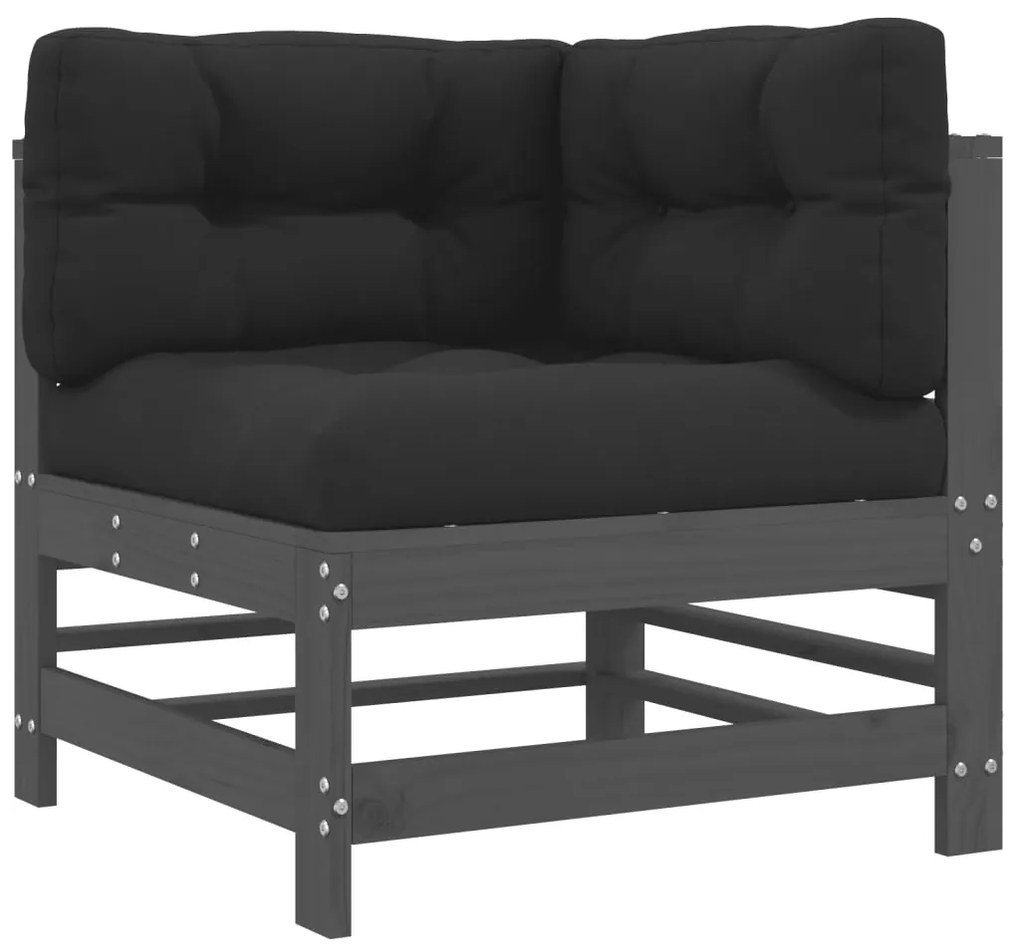 5pcs conjunto lounge jardim com almofadões madeira maciça cinza