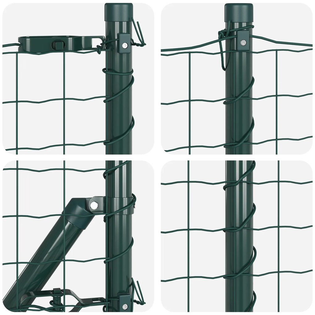 Cerca Euro com 13 Postes de Espeto 1x25 m Aço Galvanizado Verde