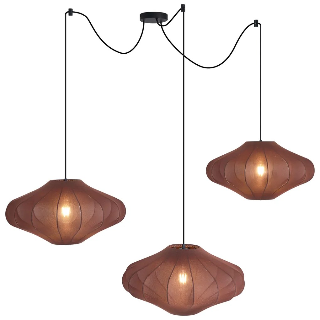 Candeeiro suspenso Japandi castanho 50cm 3-luzes - Plu