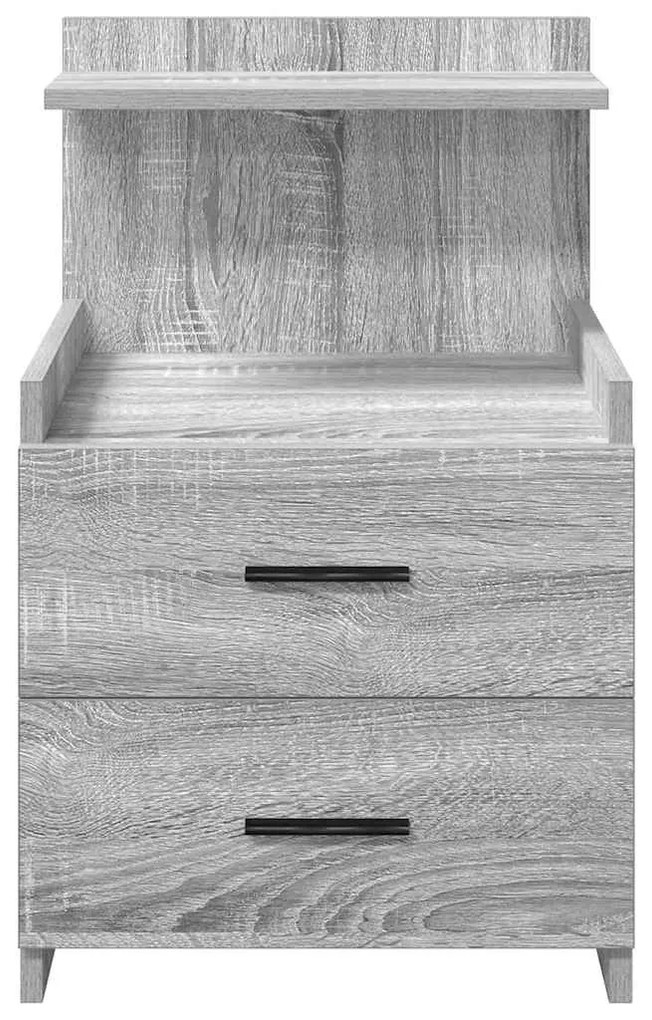 Mesa de cabeceira com 2 gavetas cinza Sonoma 40x36,5x62 cm