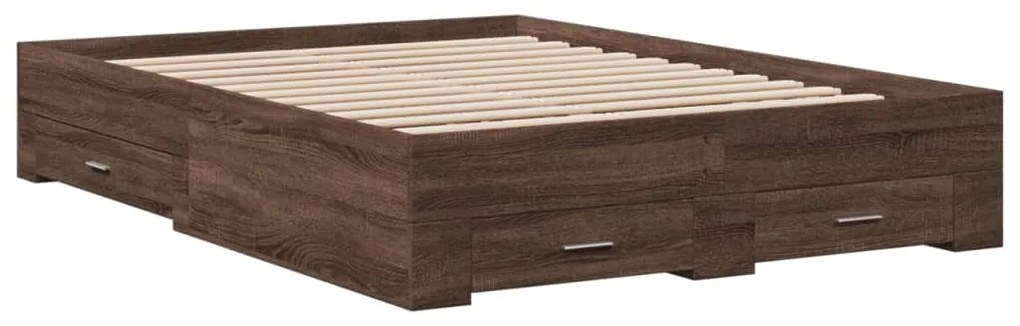 Estrutura de cama gavetas derivados madeira carvalho castanho